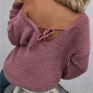 Soft pink off the shoulder sweater